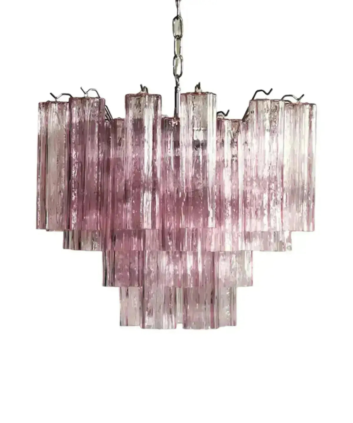 Murano Lysekrone 36 Glassrør Hvit Alabaster Murano Studio