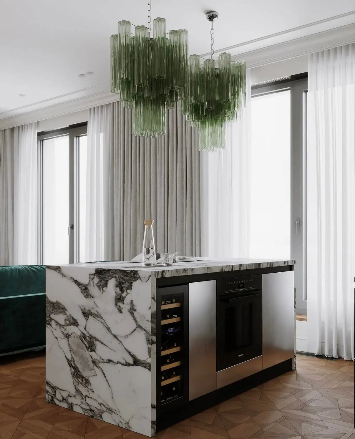 Murano Lysekrone 30 Glassrør Murano Studio