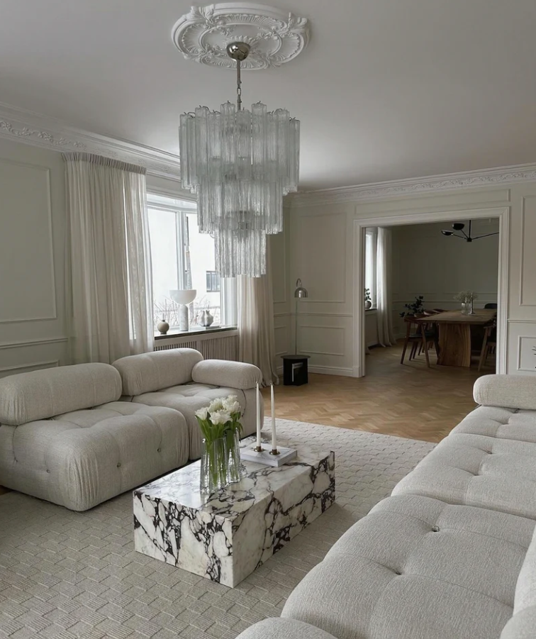 Murano Lysekrone Glassrør 48 Klart Glass/Gull Matt ramme - med rabatt Murano Studio