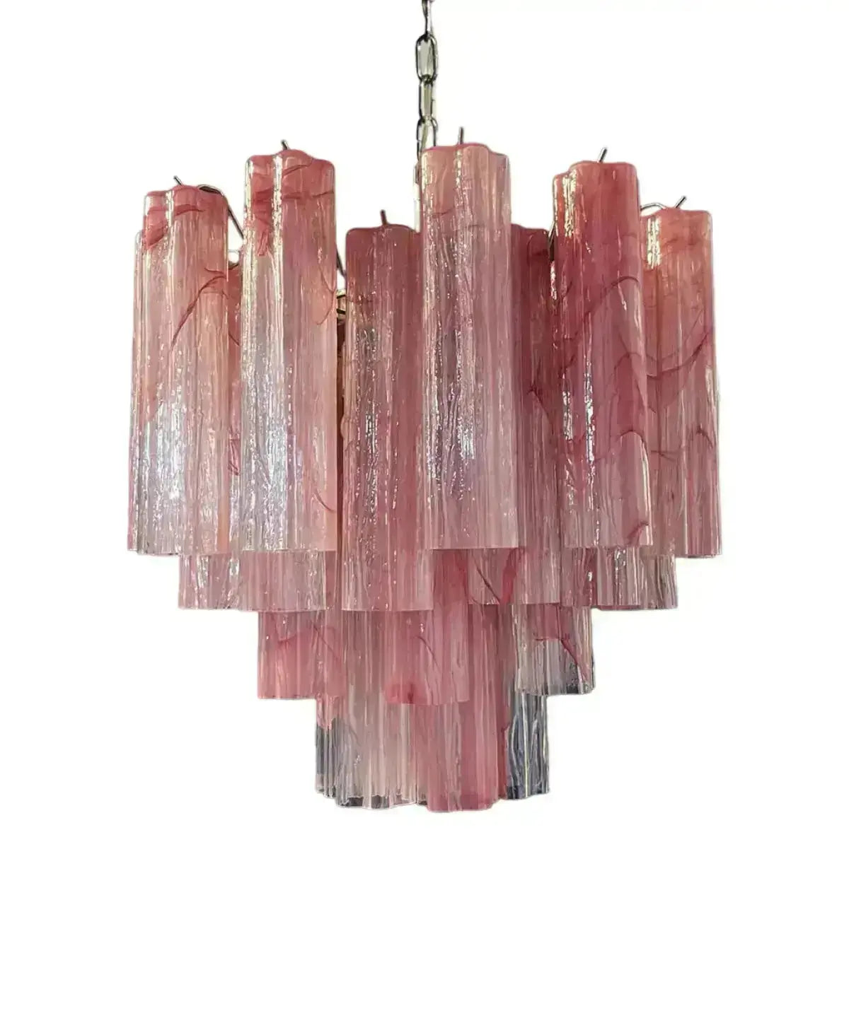 Murano Lysekrone 36 Glassrør Hvit Alabaster Murano Studio