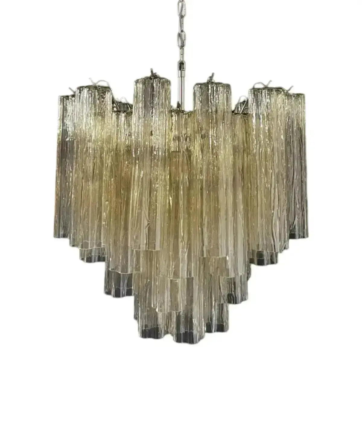 Murano Lysekrone 36 Glassrør Hvit Alabaster Murano Studio